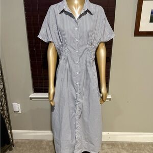 Classic Striped Midi Dress in Black and White